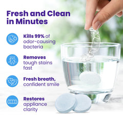 Glass with soaking Retainer Brite to clean an appliance