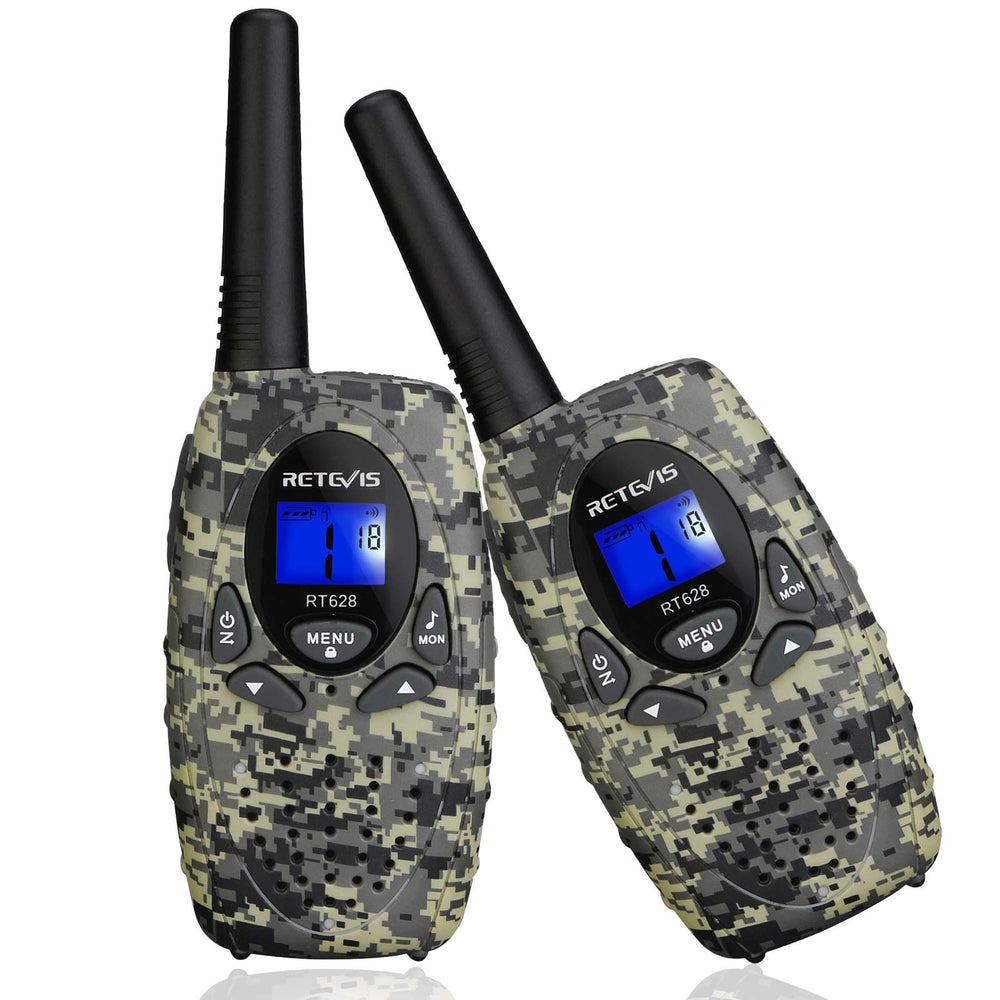 Retevis RT628 camo walkie talkie front view for outdoor kid play