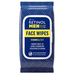 Retinol LIVAURA men's wipes pack front for on-the-go cleansing