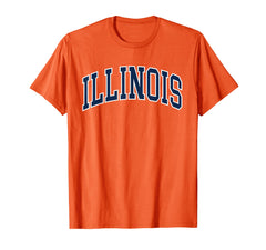 Retro Illinois Tees vintage Illinois orange-blue tee for casual, everyday wear