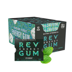 REV Gum Caffeine Energy Gum spearmint flavor for refreshing energy