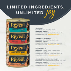 Reveal grain-free, limited-ingredient formula with no artificial additives.