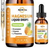 ReviNutra Magnesium Glycinate liquid drops bottle with easy dosing for fast absorption.