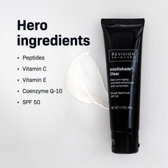 Revision Skincare Intellishade Clear SPF 50 close up texture emphasizes oil free hydration.