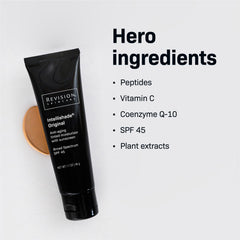 Intellishade Original SPF 45 packaging highlighting universal tint and sunscreen protection.