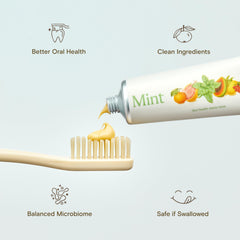 Revitin toothpaste tube closeup mint highlights refreshing flavor for morning routines