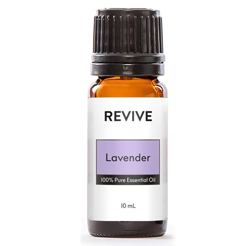 REVIVEEO Lavender Essential Oil bottle close-up showing pure aroma and mood support