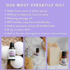REVIVEEO Lavender Essential Oil dropper pouring for easy diffuser or bath use