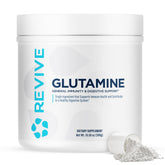 Revive MD Glutamine bottle on shelf, supports muscle recovery and immune health.
