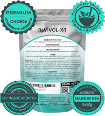 REVIVOL-XR organic essential oils blend bottle, enhancing calm during sitz bath.