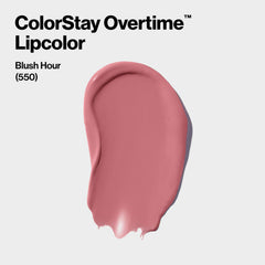 REVLON Color Stay Overtime Lipcolor demonstrates kiss-proof, transfer-resistant performance.