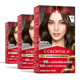 Revlon ColorSilk bottle with Bond Repair Complex for healthier color.