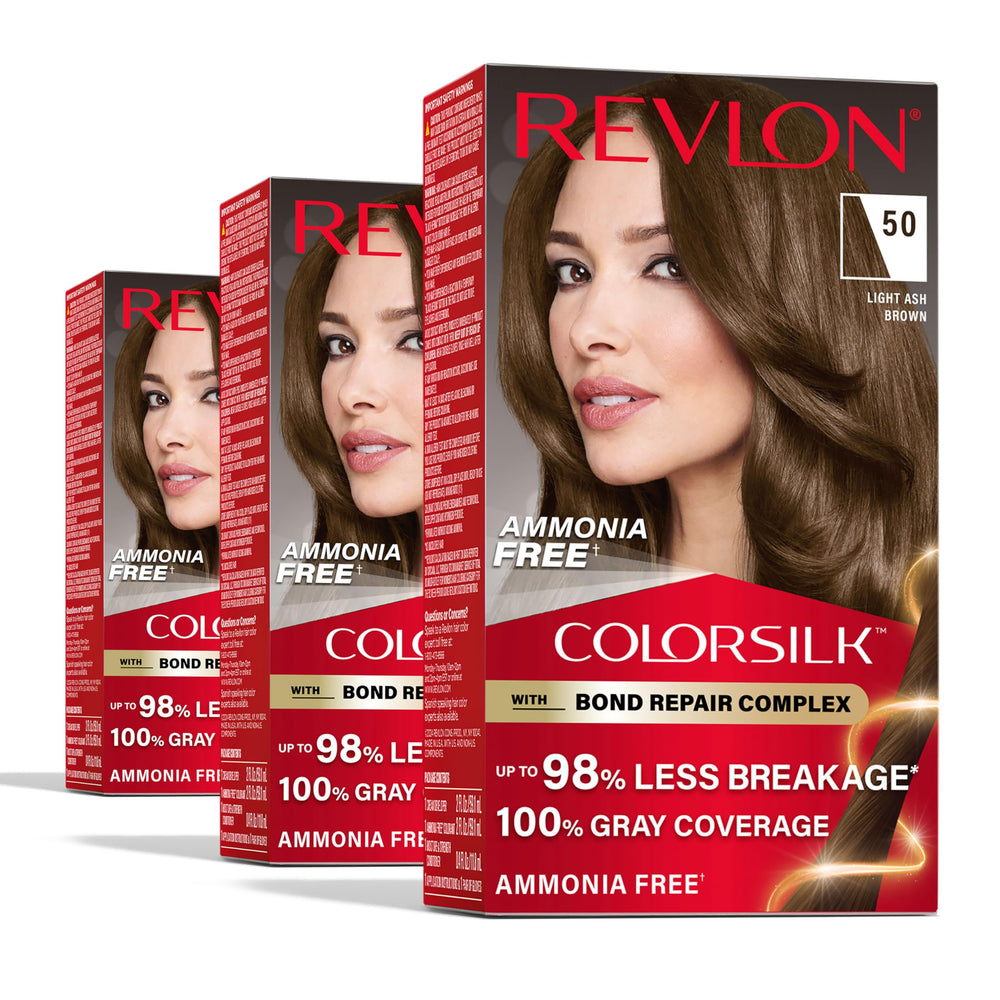 REVLON ColorSilk bottle pour shows smooth, even application for vibrant brown shade.