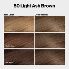 REVLON ColorSilk brown shade swatch demonstrates durable color and gray coverage.