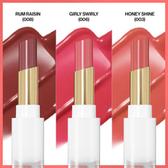 REVLON Glass Shine Balm Rum Raisin swatch with rich glossy finish