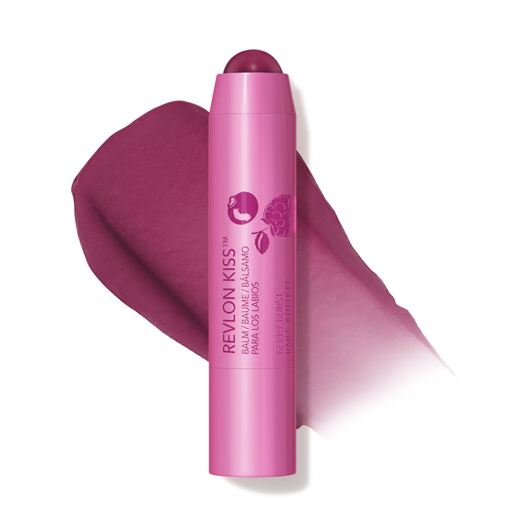 Revlon Kiss Balm Berry Burst packaging, portable color with SPF 20 protection.