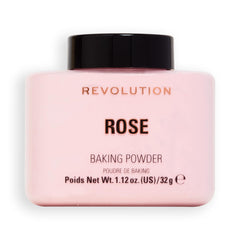 Revolution Beauty London Rose loose powder container for silky, shine-free finish
