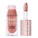 Revolution Pout Bomb shows the XXL doe-foot applicator for smooth gloss