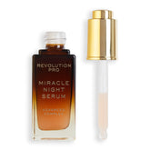 Revolution Pro Miracle Night Serum bottle shows premium hydration for smoother skin.