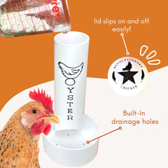 Revolutionary Chicken combo feeder offers both calcium and grit in one setup.