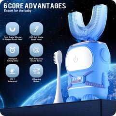 RexCodar Ultrasonic Kids toothbrush blue astronaut design from the side encouraging daily brushing