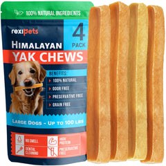 REXIPETS Himalayan yak chew for large dogs, durable and dental-friendly.