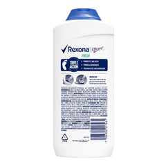 Rexona foot powder texture close-up shows light, non-gritty feel.