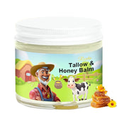The Rezebu Tallow Honey Balm bottle front demonstrates deep hydration.