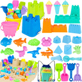 REZUCREY beach toy set with four castle buckets for colorful sand builds