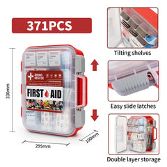 RHINO RESCUE 371-piece contents organized for versatile care