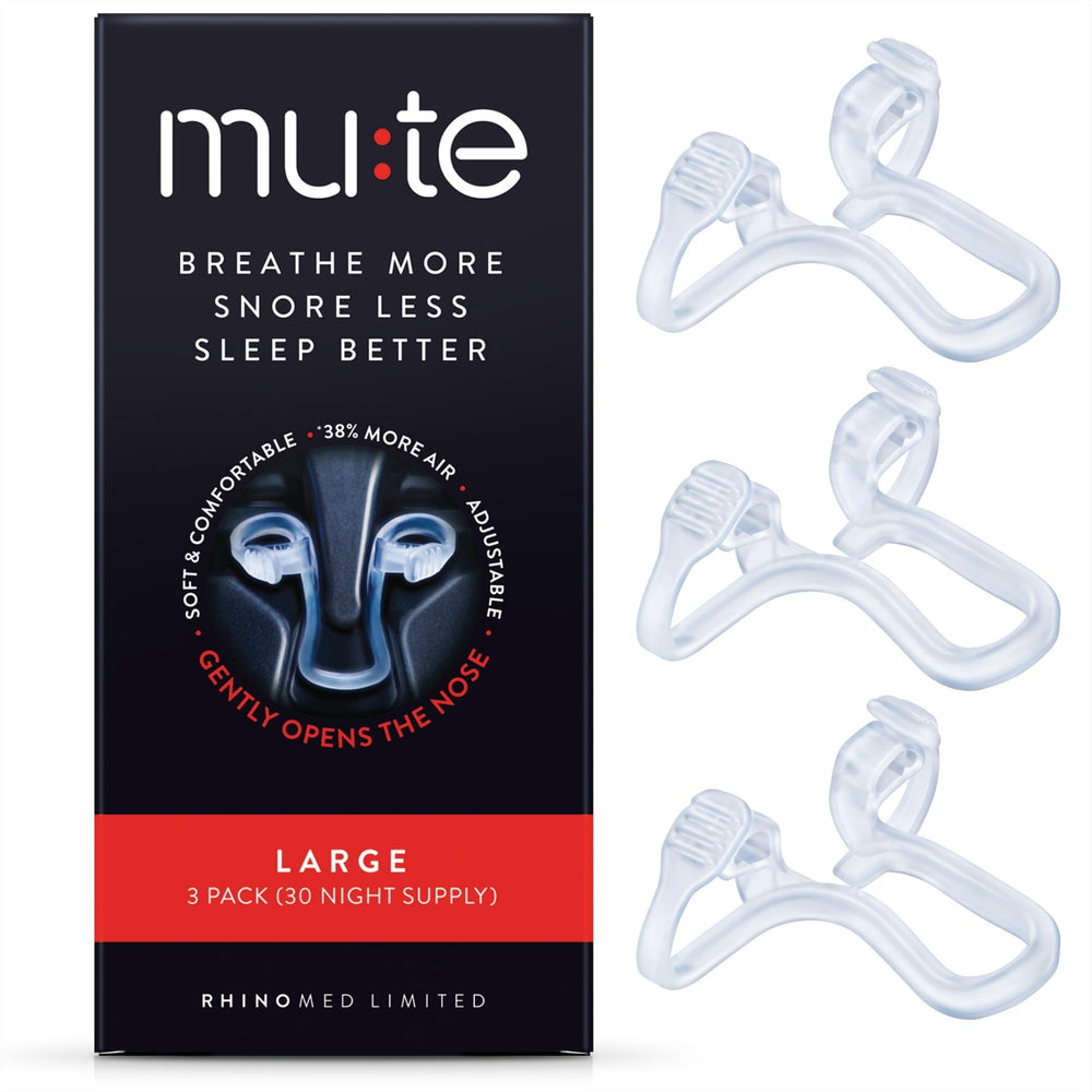 Rhinomed Mute nasal dilator large pack view showing discreet, reusable sleep support