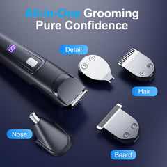 RICAF 15-piece cordless grooming kit with guide combs for styles