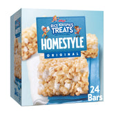 Rice Krispies Treats Homestyle box front shows a family snack ready for lunch