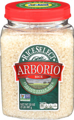 RiceSelect Arborio Rice jar showcases premium packaging for easy risotto prep.