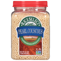 RiceSelect Pearl Couscous jar, premium Israeli pearls ready to cook for quick meals
