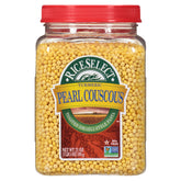 RiceSelect Pearl Couscous with Turmeric jar on shelf for premium, versatile meals