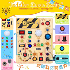 RichBoy Busy Board features 24 LED lights for engaging sensory play