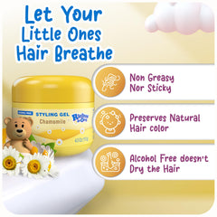 Child-friendly Ricitos de Oro Chamomile Hair Gel application on hair
