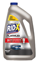 Rid-X Platinum Liquid bottle front view for easy monthly septic maintenance