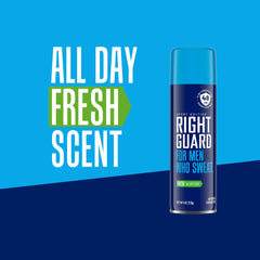 Front label of Right Guard Sport Fresh Scent shows 6oz size and 3-pack value.