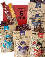 Righteous Felon beef jerky variety pack gift basket with assorted flavors for gifting