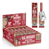 Righteous Felon OG Hickory mini beef sticks 24-count pack, bold flavor for on-the-go snacking.