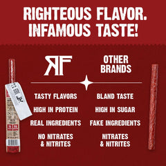 Righteous Felon on-the-go snack image emphasizing quick protein boost and portability.