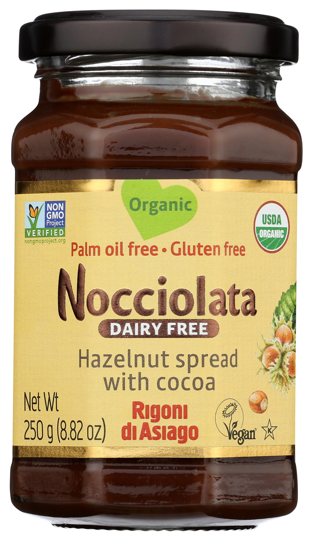 Rigoni Nocciolata jar showing creamy texture ideal for toast
