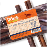 Riley's 12-Inch beef collagen sticks for dogs provide a long-lasting chew.