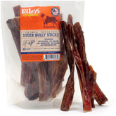 Riley's Steer Bully Sticks for small dogs, 5-6 inch chew, gentle teething relief.