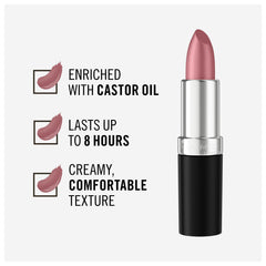 Rimmel Candy lipstick applied in a single smooth stroke for effortless elegance.