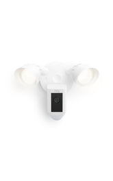 Ring Floodlight Cam Wired Plus front view with motion-activated lighting boosts security.