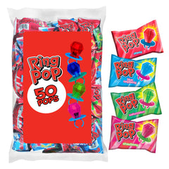 Ring Pop wearable candy ring on finger for festive party flair.