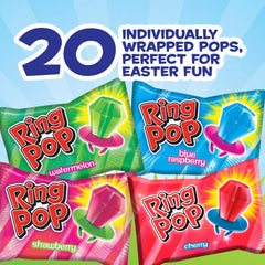 Ring Pop wearable candy ring shown with a bright fruity lollipop.